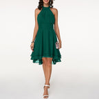 Lyra | Halter Neck Dress Layered Skirt - Lumina