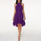 Lyra | Halter Neck Dress Layered Skirt - Lumina