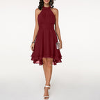 Lyra | Halter Neck Dress Layered Skirt - Lumina