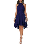 Lyra | Halter Neck Dress Layered Skirt - Lumina