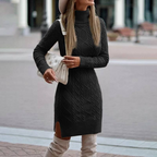 Lyra | Mini Dress Turtleneck Cable Knit - Lumina