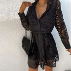 Nova | Lace Dress with Collared Neckline - Lumina