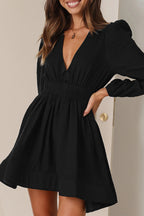 Nova | Mini Dress V-Neck Puff Sleeves - Lumina