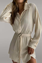 Nova | Pleated Mini Shirt Dress - Lumina