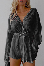 Nova | Pleated Mini Shirt Dress - Lumina