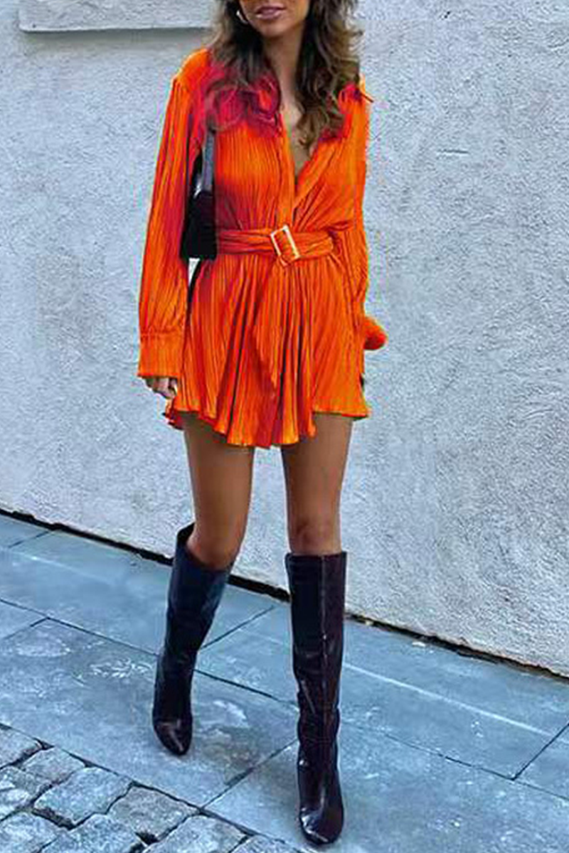 Nova | Pleated Mini Shirt Dress - Lumina