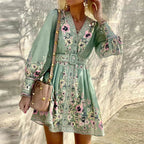 Lyra | A-Line Mini Dress with V-Neck - Lumina