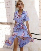 Elara | Shirt Dress Button Down Floral - Lumina