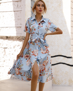 Elara | Shirt Dress Button Down Floral - Lumina