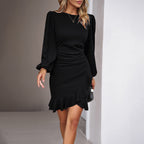 Nova | Mini Dress Puff Sleeves Asym Hem - Lumina