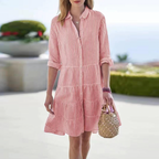 Astraea | Striped Button-Up Dress - Lumina