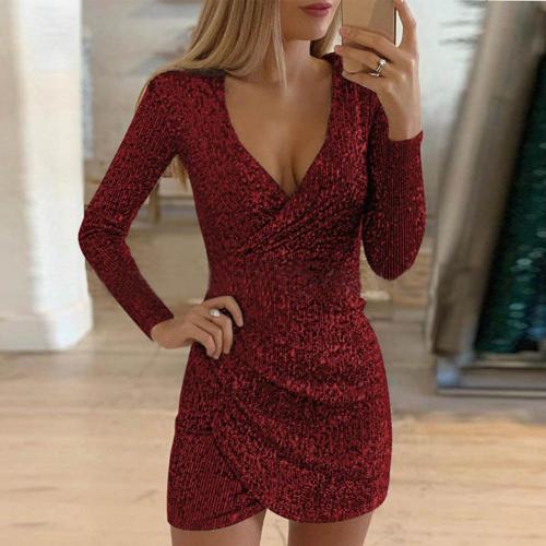 Nova | Bodycon Mini Dress - Deep V-Neck - Lumina