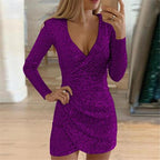 Nova | Bodycon Mini Dress - Deep V-Neck - Lumina