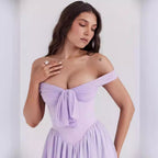 Aria | Off Shoulder Mini Dress Bow Front - Lumina