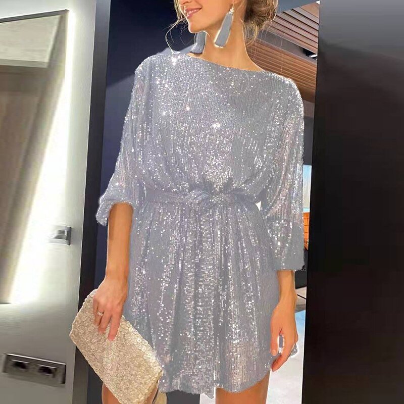 Aria Sapphire | Sequin Mini Dress - Lumina