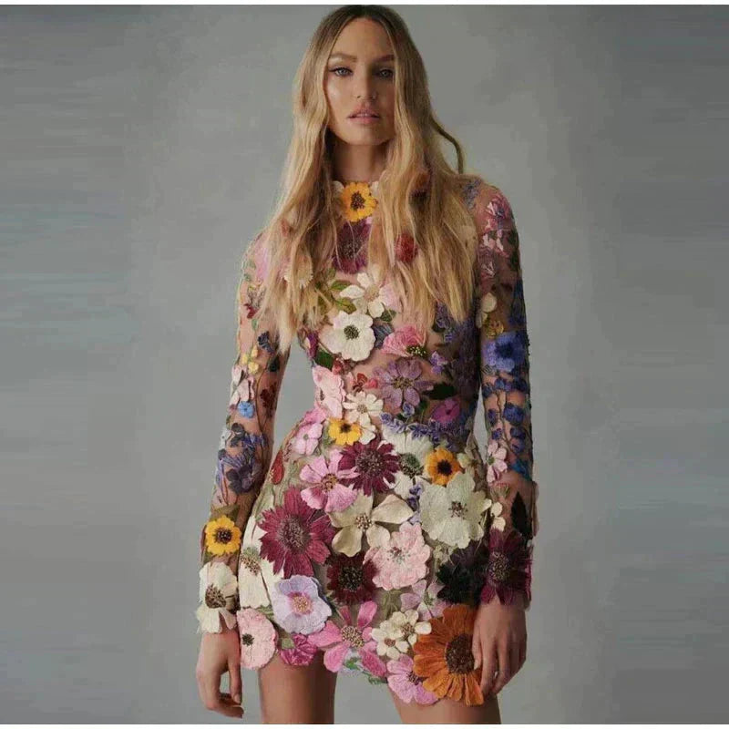 Nova | Mini Dress Floral Embroidery - Lumina