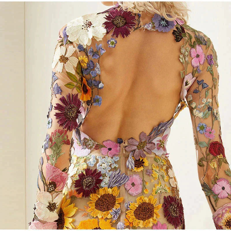Nova | Mini Dress Floral Embroidery - Lumina