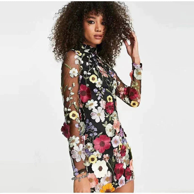 Nova | Mini Dress Floral Embroidery - Lumina