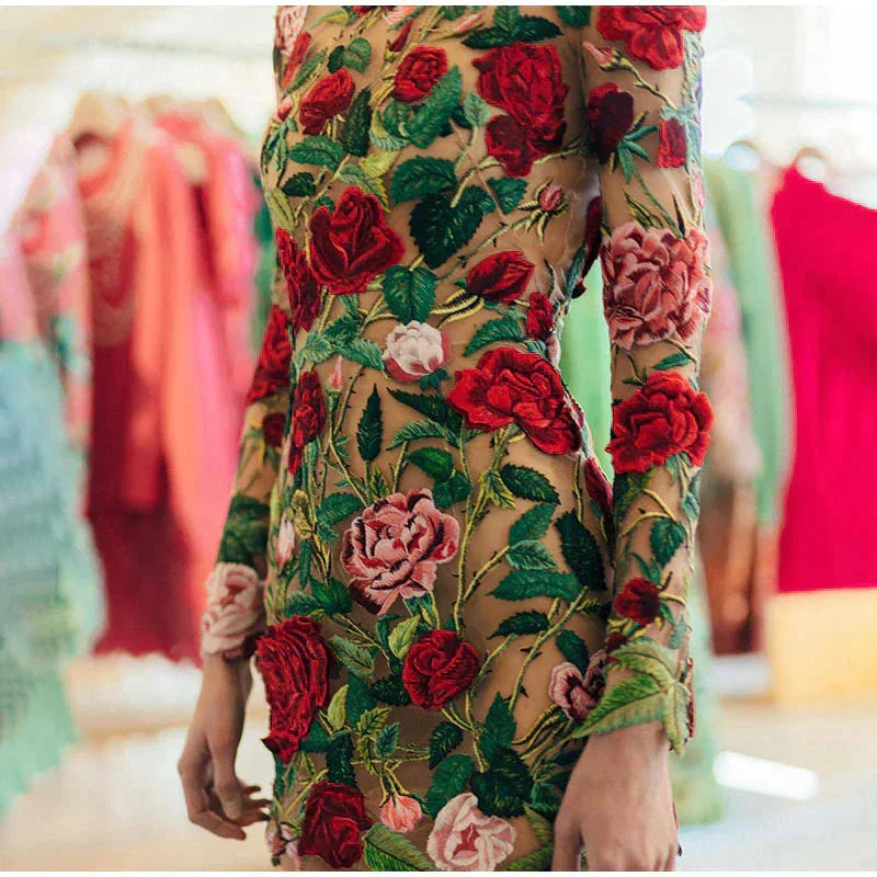 Nova | Mini Dress Floral Embroidery - Lumina