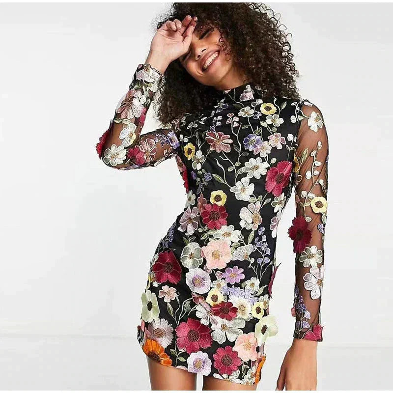 Nova | Mini Dress Floral Embroidery - Lumina