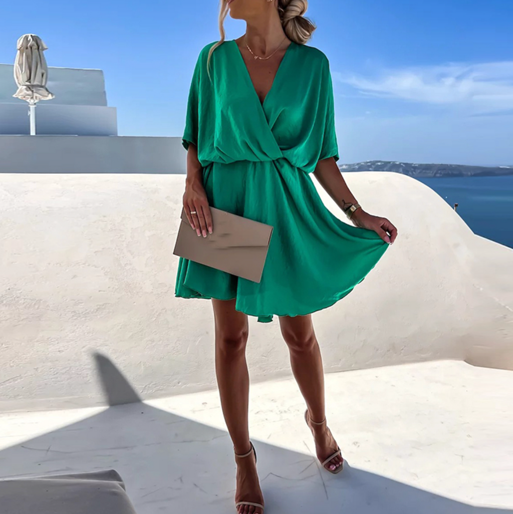 Nova | Wrap Dress V-Neck Short Sleeve - Lumina