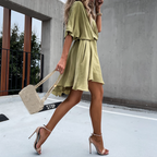 Nova | Wrap Dress V-Neck Short Sleeve - Lumina