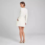 Nova | Tweed Mini Dress Pearl Trim - Lumina