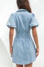 Nova | Denim Mini Dress Button Down - Lumina