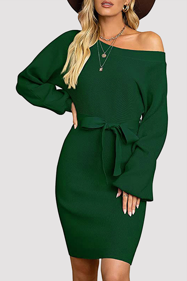 Elara | Knit Sweater Dress Ribbed - Lumina