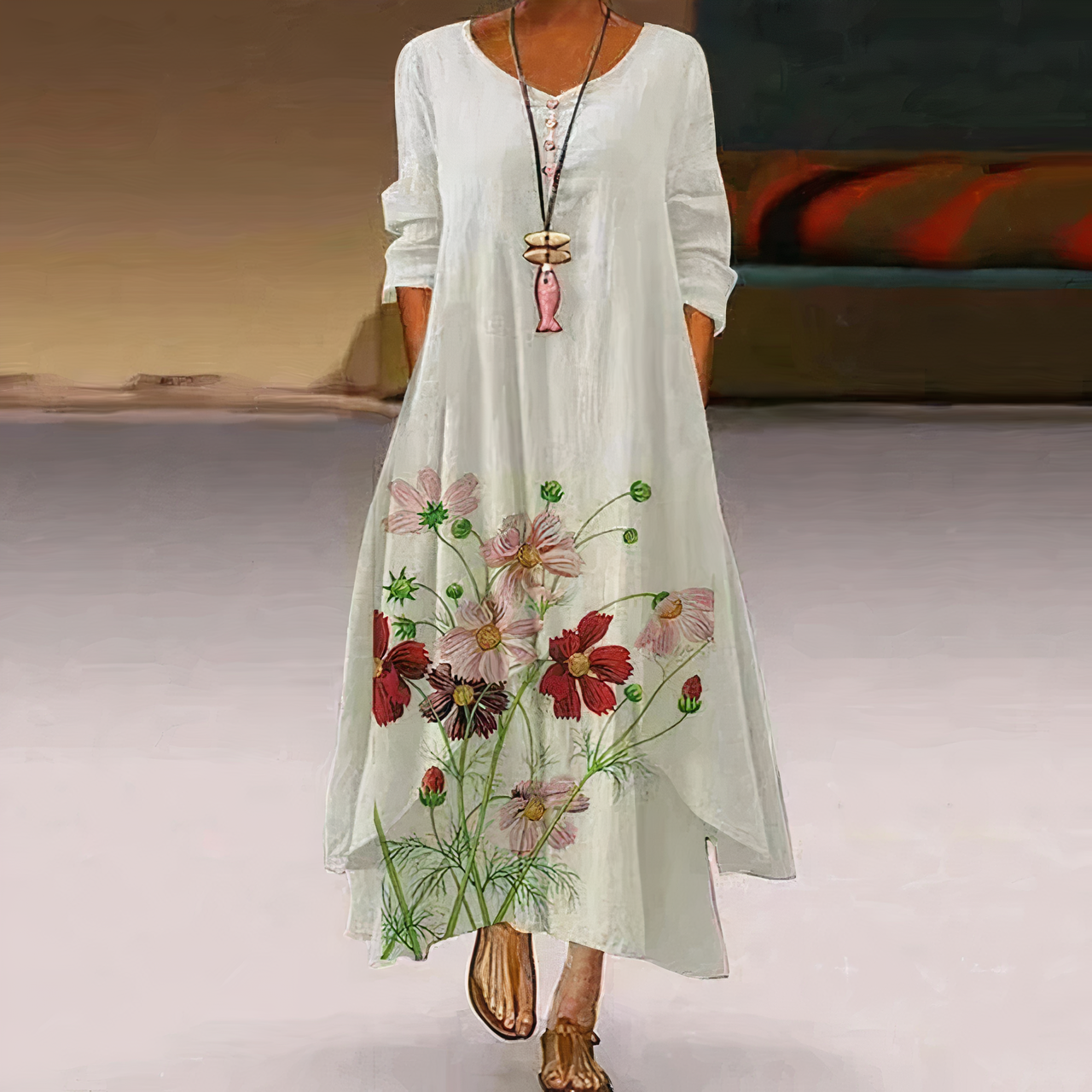 Aurelia | Casual Long Sleeve Dress - Lumina