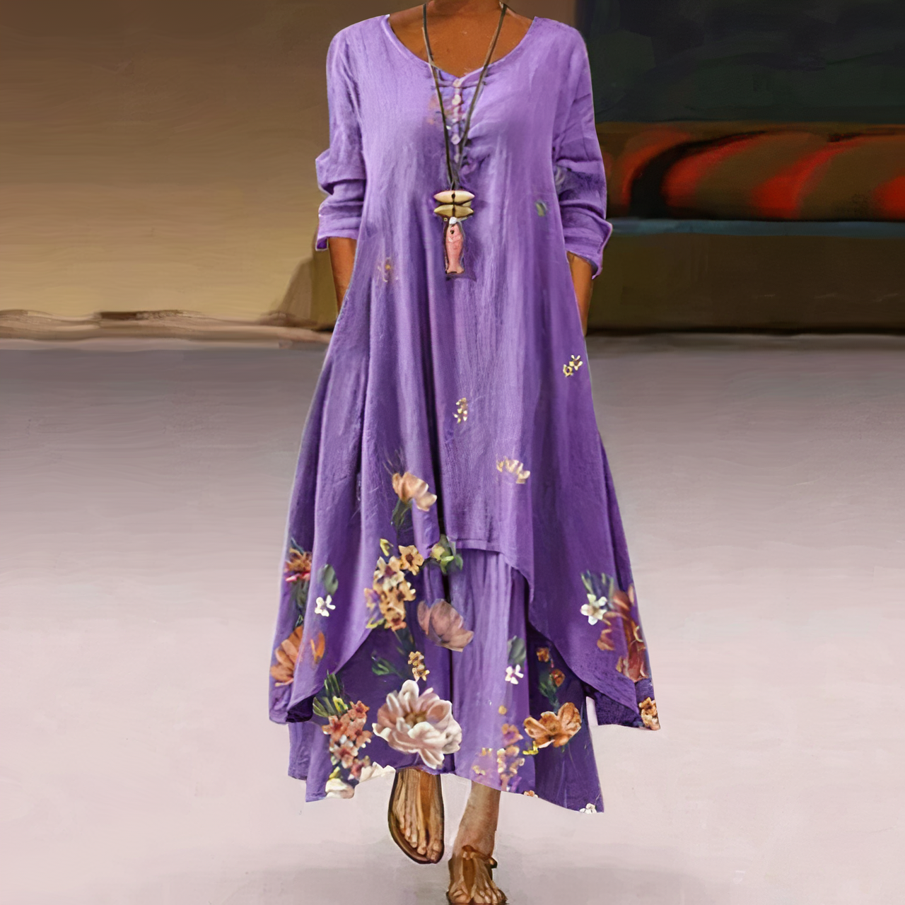 Aurelia | Casual Long Sleeve Dress - Lumina