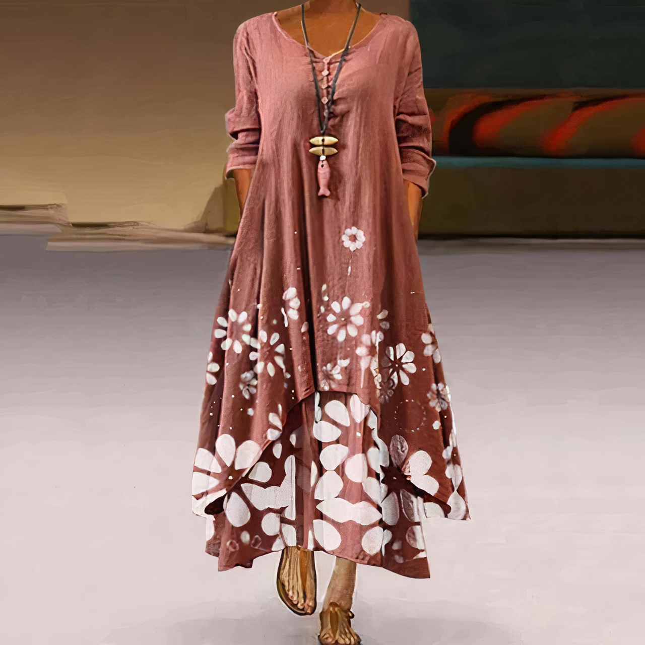 Aurelia | Casual Long Sleeve Dress - Lumina