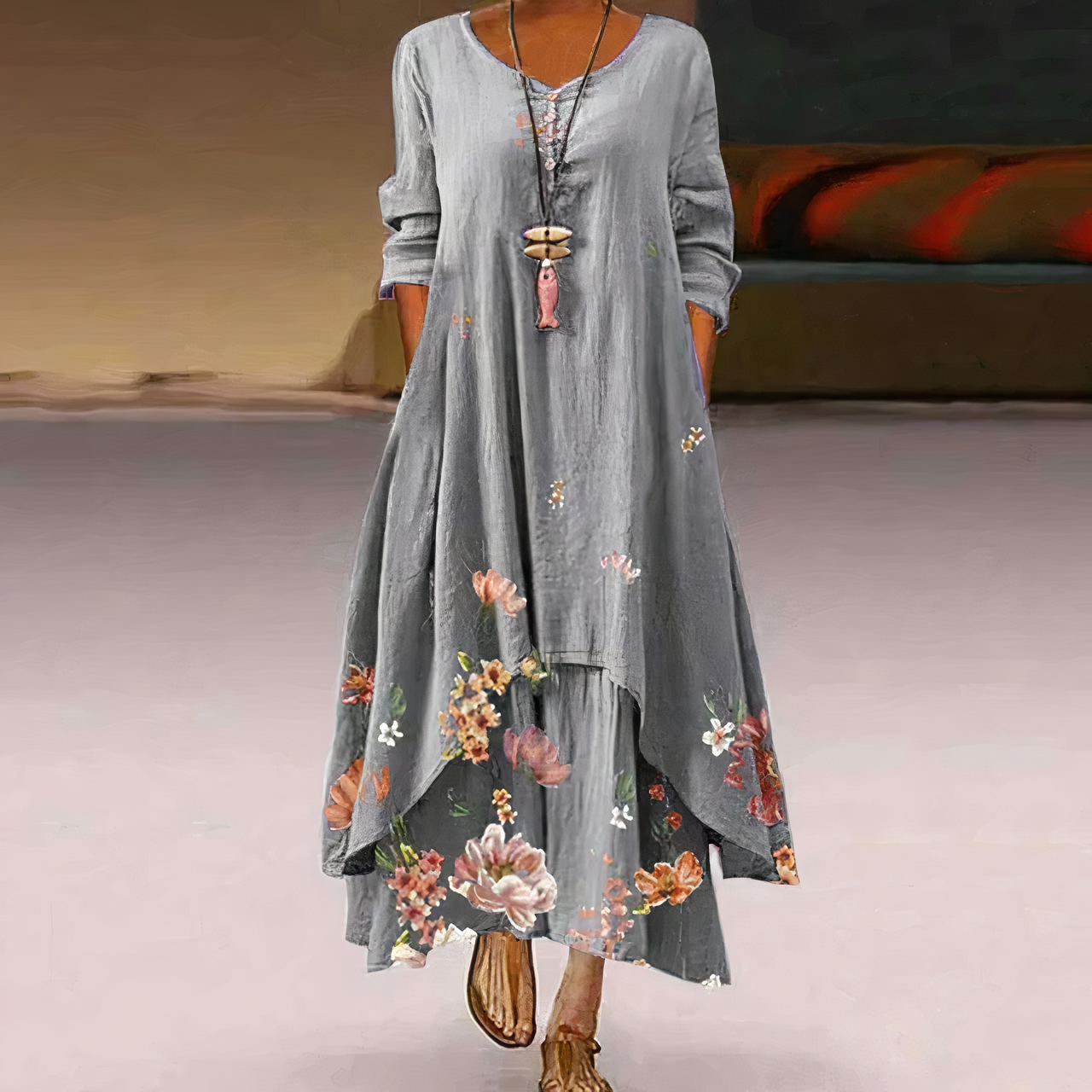 Aurelia | Casual Long Sleeve Dress - Lumina