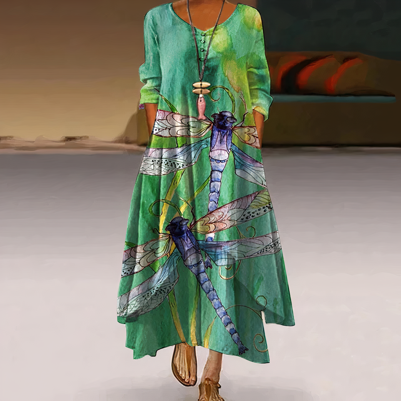 Aurelia | Casual Long Sleeve Dress - Lumina