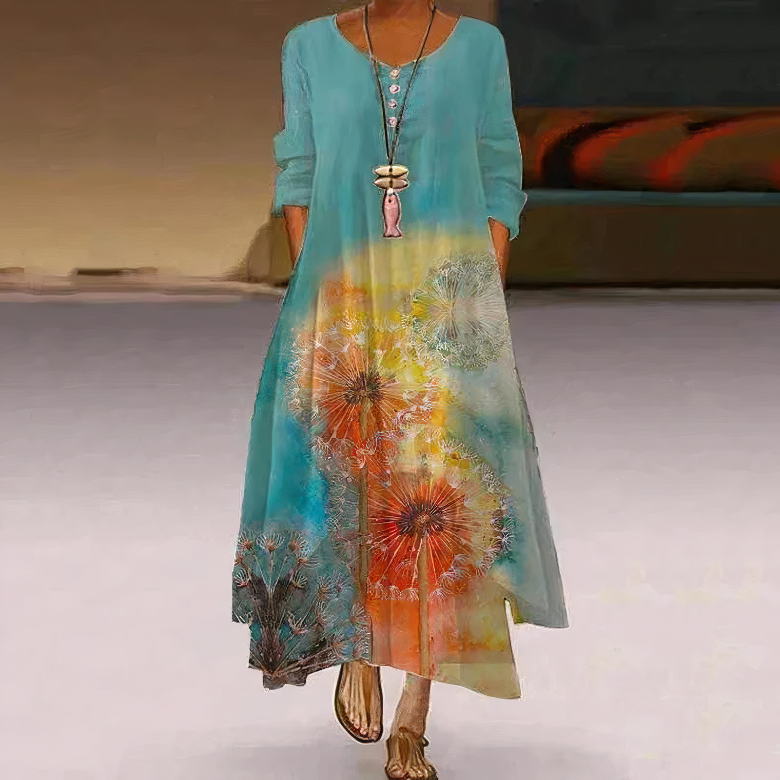 Aurelia | Casual Long Sleeve Dress - Lumina
