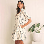 Elara Cotton Bow Daydream | A-Line Dress - Lumina