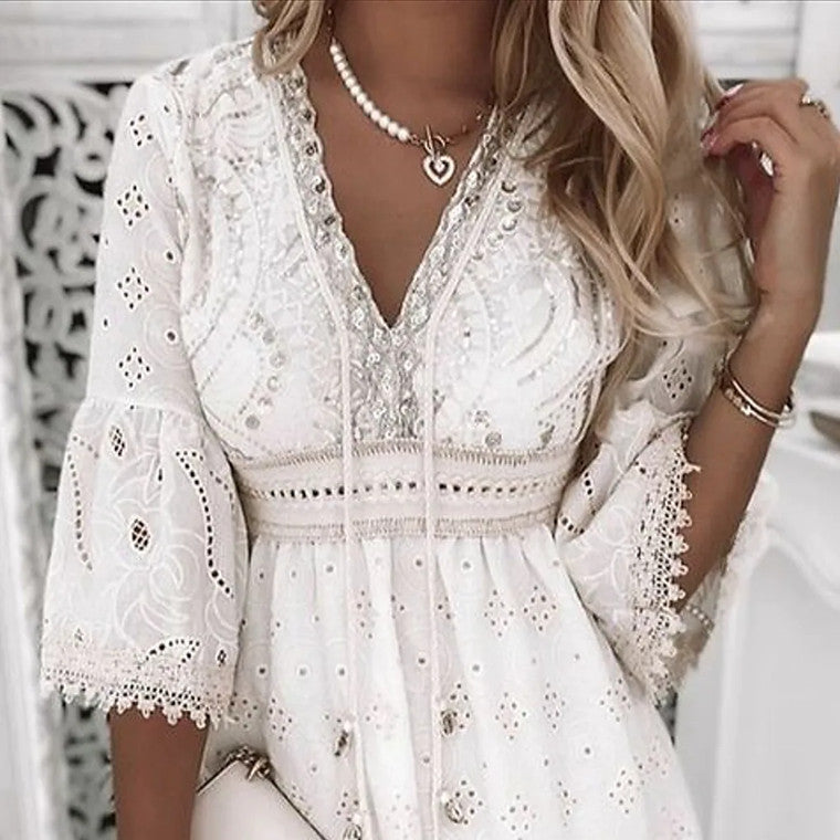 Isadora Moonlight Muse | V-Neck Dress - Lumina