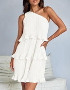 Nova | Pleated One-Shoulder Dress - Lumina
