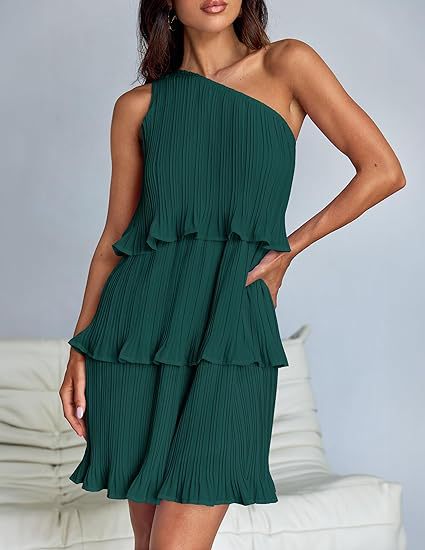 Nova | Pleated One-Shoulder Dress - Lumina