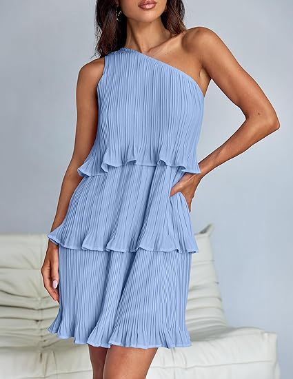 Nova | Pleated One-Shoulder Dress - Lumina