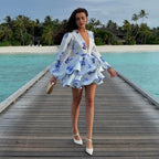 Lyra | Floral Mini Dress Deep V-Neck - Lumina