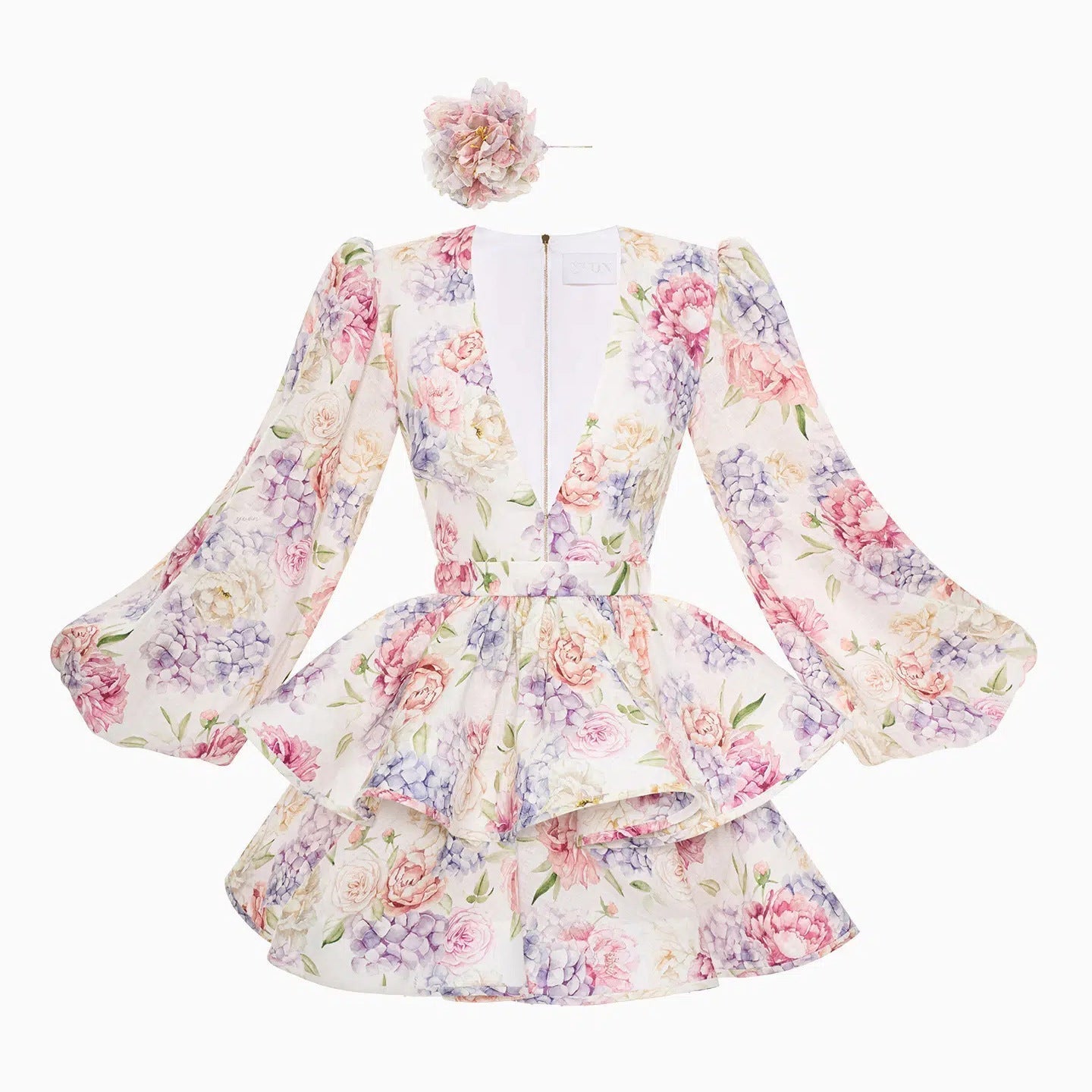 Lyra | Floral Mini Dress Deep V-Neck - Lumina