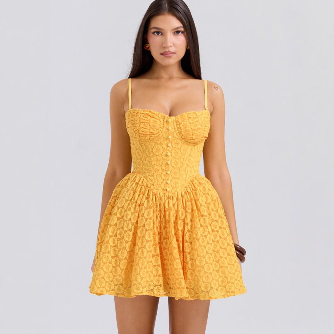 Nova | Lace Jacquard Mini Dress - Lumina