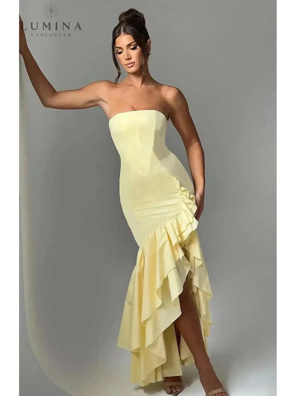 Riviera | Sleeveless Slit Ruffle Maxi Dress
