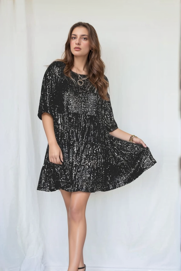 Lyra | Loose Fit Tiered Mini Dress - Lumina
