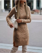 Lyra | Mini Dress Turtleneck Cable Knit - Lumina