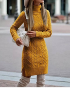 Lyra | Mini Dress Turtleneck Cable Knit - Lumina