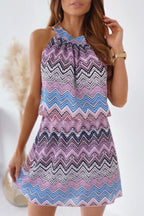 Lyra | Sleeveless Dress Chevron Pattern - Lumina