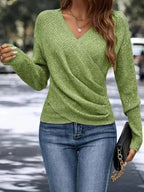 Madeline | Flattering V-Neck Wrap Design + Women's Top with Relaxed Fit - Lumina