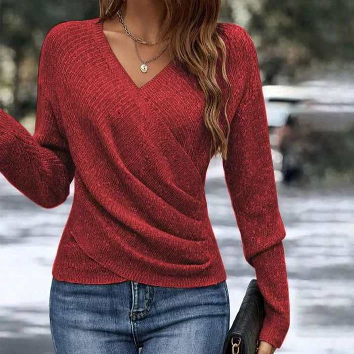 Madeline | Flattering V-Neck Wrap Design + Women's Top with Relaxed Fit - Lumina